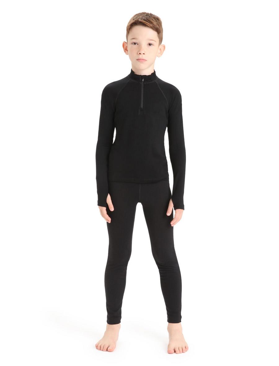 Long Sleeve Icebreaker Merino 260 Tech Half Zip Thermal Top Enfant Noir | FR 1941FDNM